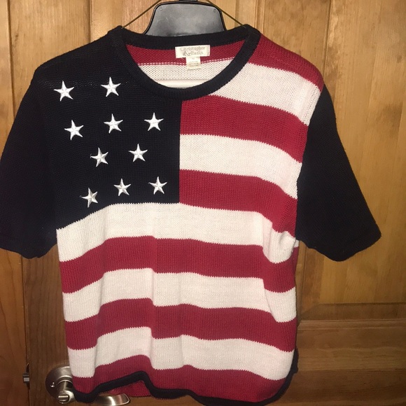 Christopher & Banks Sweaters - Short sleeve American flag sweater Christopher & Banks Sweaters - Short sleeve American flag sweater